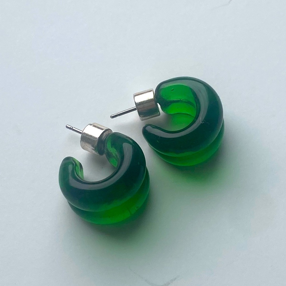 COS Glass Green Hoop Earrings